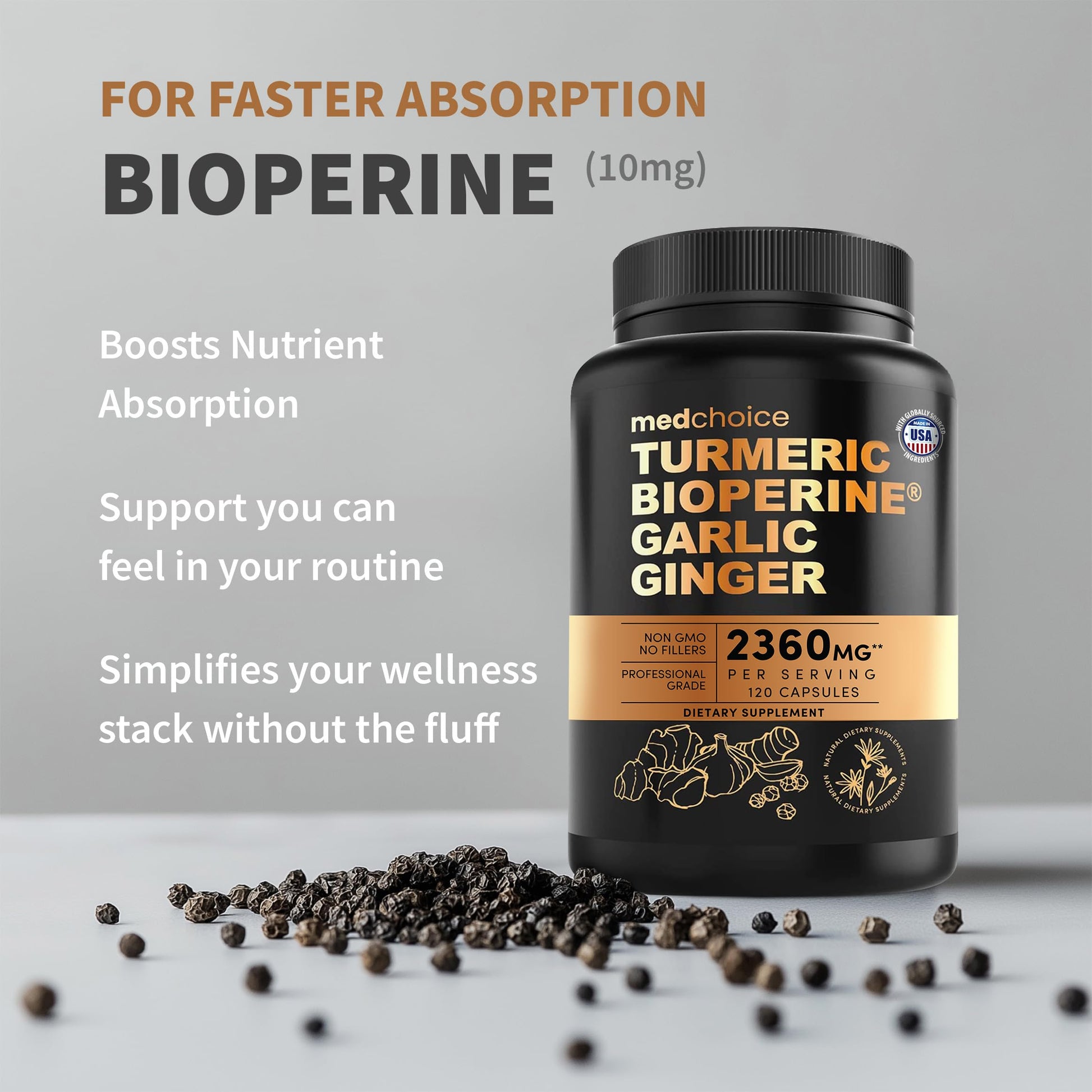 Premium non-GMO turmeric and ginger soft capsules for advanced joint mobility.