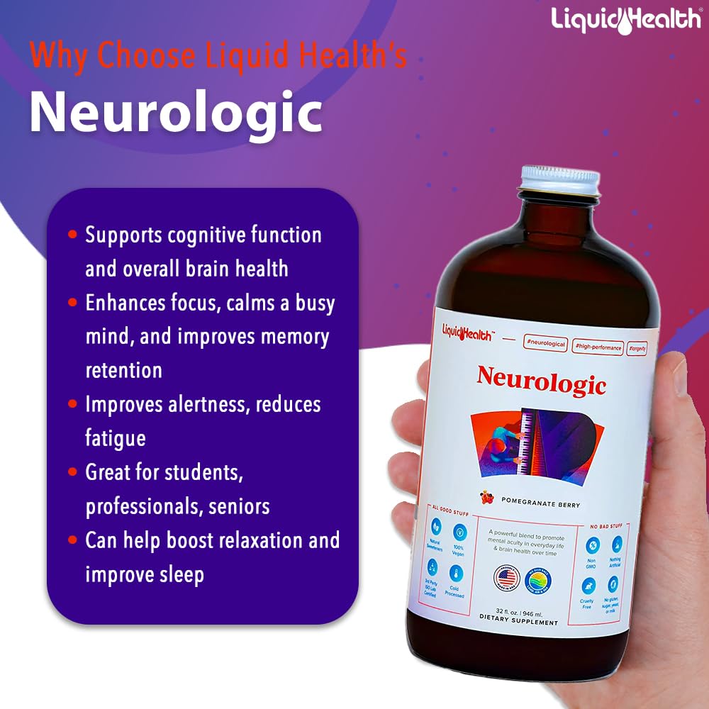 Back label of LIQUIDHEALTH Neurologic highlighting Ginkgo Biloba and Choline ingredients