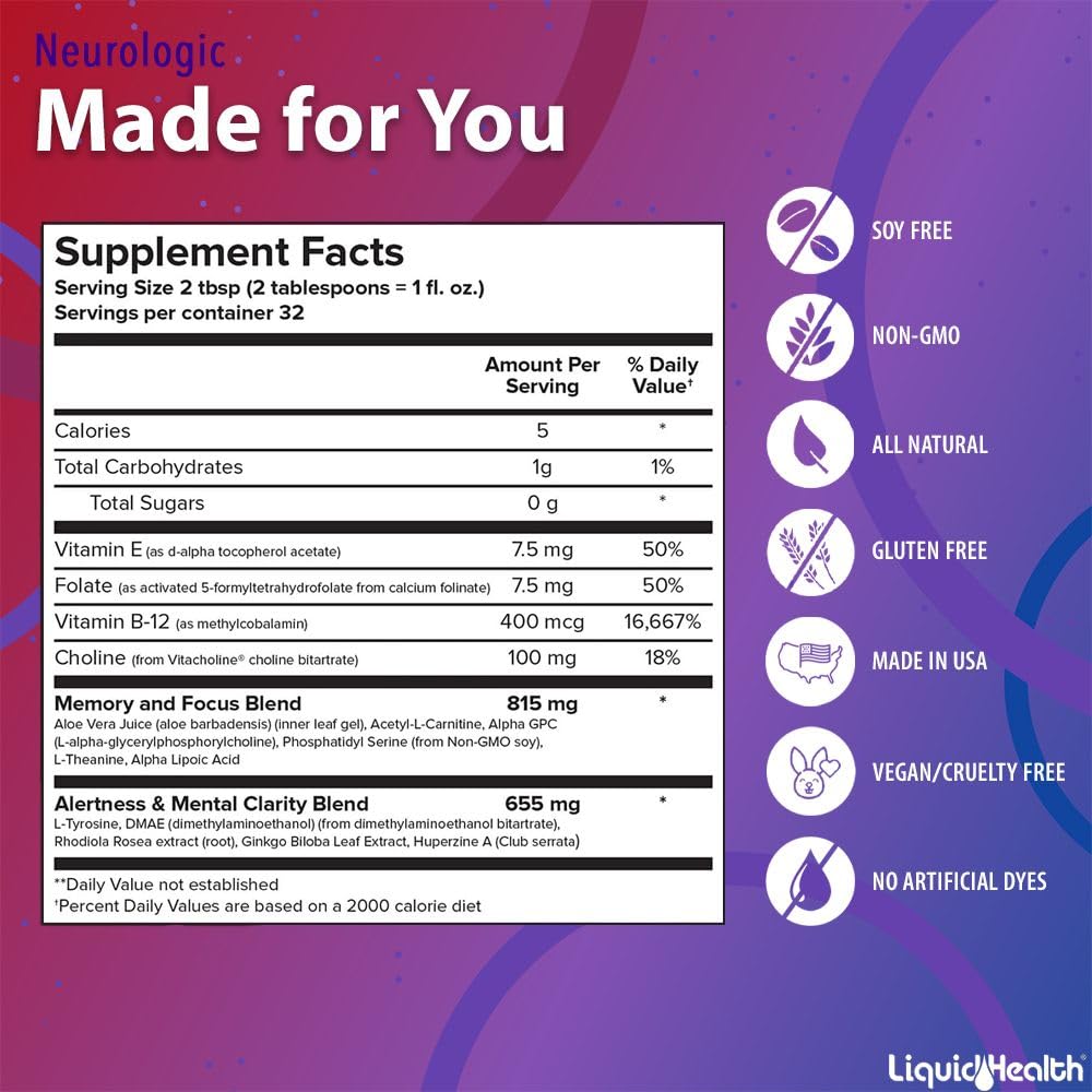 LIQUIDHEALTH liquid brain booster showcasing the pouring consistency