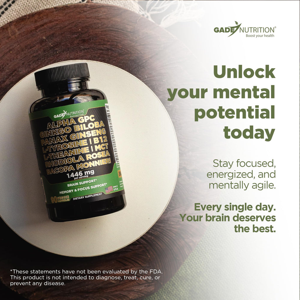 Imported Gade Nutrition Alpha GPC blend for mental clarity and stamina