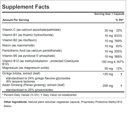 Andrew Lessman brain and stress supplement bottle showing ingredients list and nutritional facts