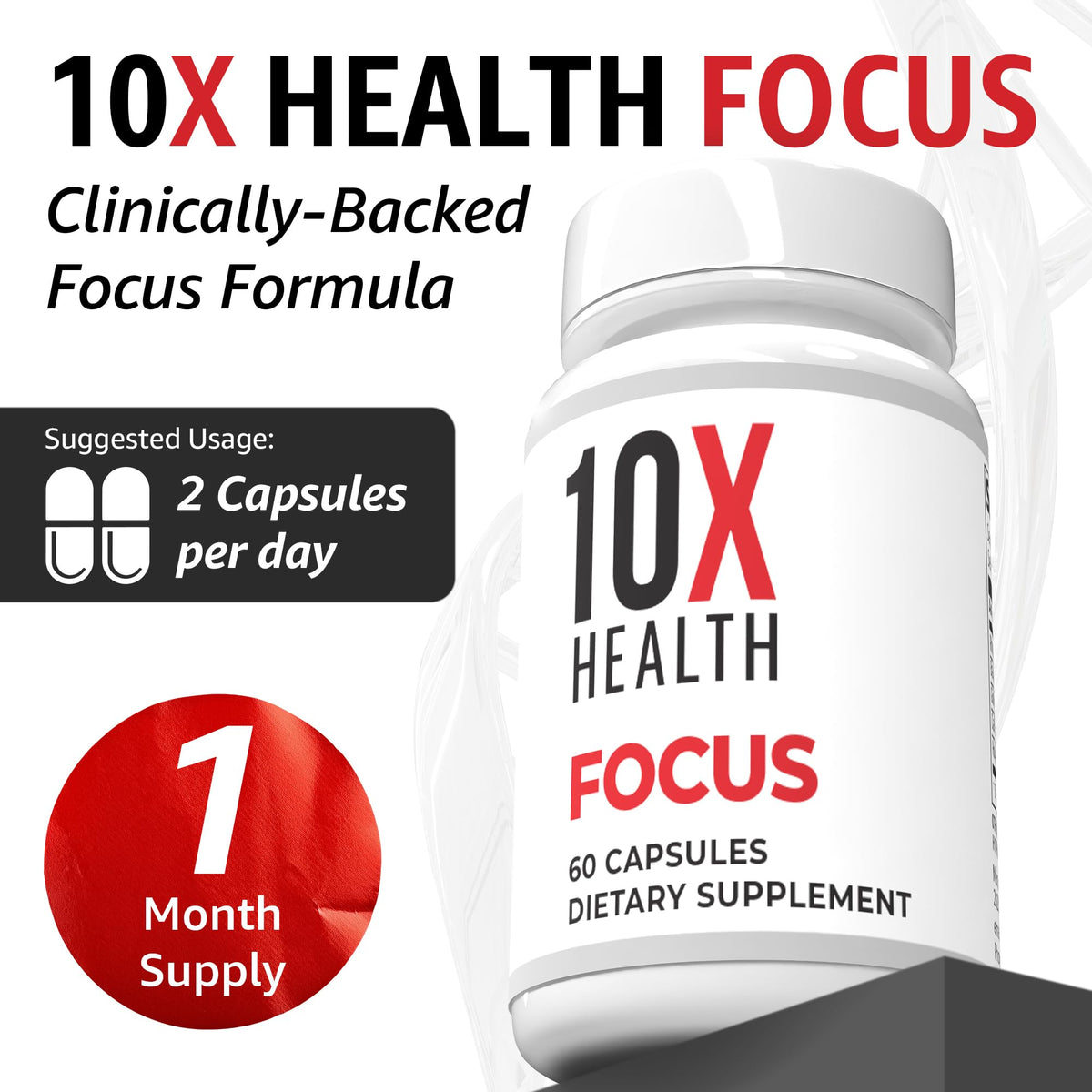 10X Health System Focus memory vitamins containing Ginkgo Biloba and adaptogens