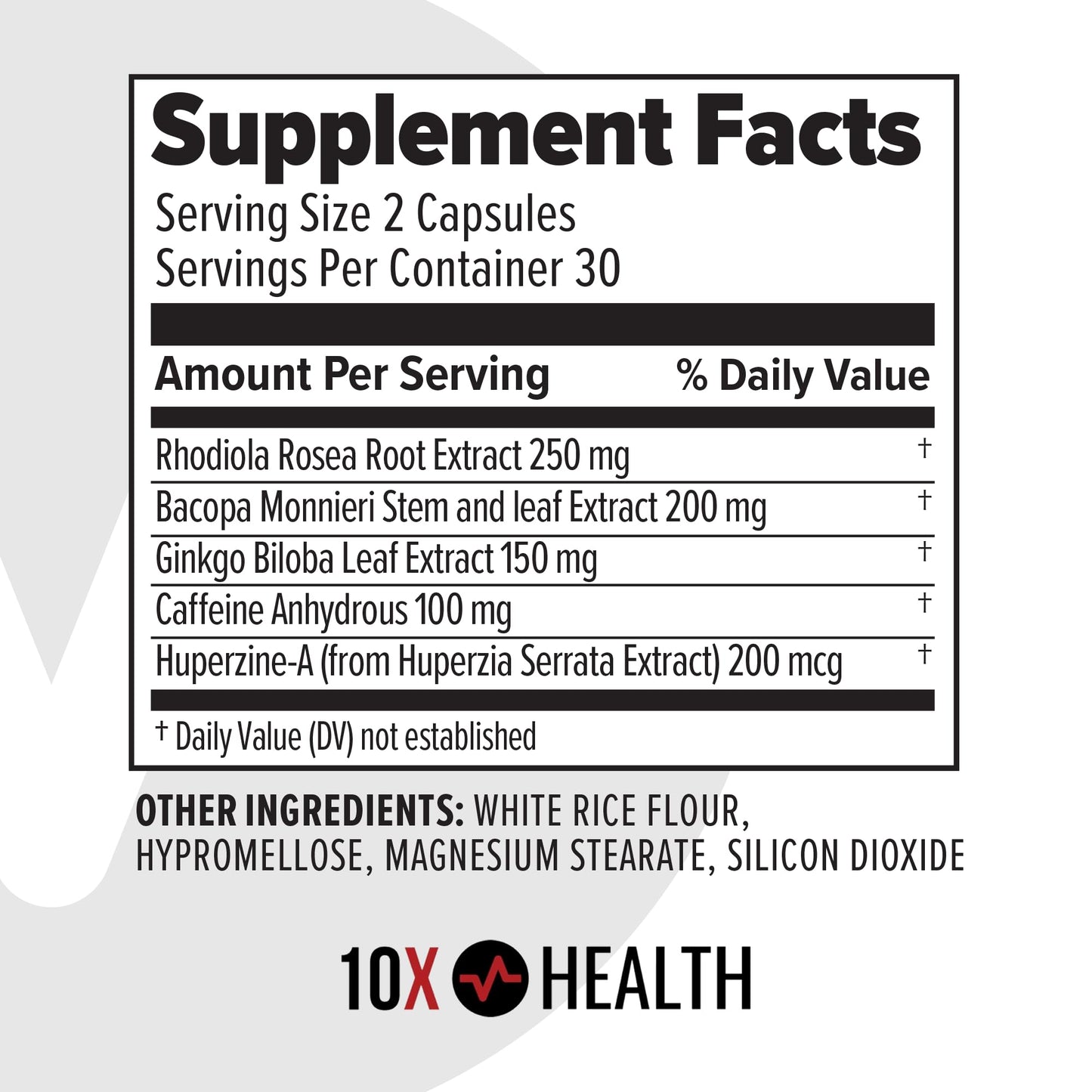10X Health Focus dietary supplement for reducing brain fog and caffeine dependence