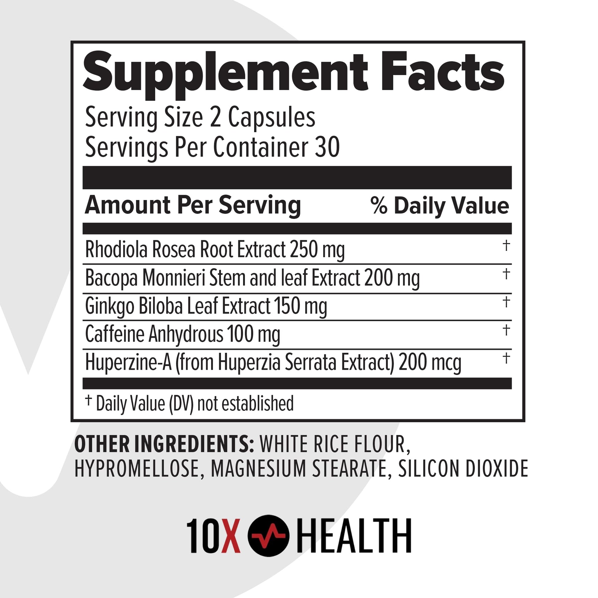 10X Health Focus dietary supplement for reducing brain fog and caffeine dependence