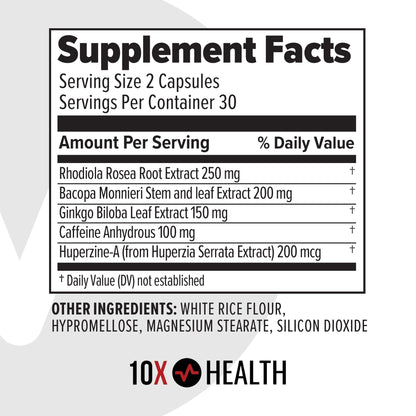 10X Health Focus dietary supplement for reducing brain fog and caffeine dependence