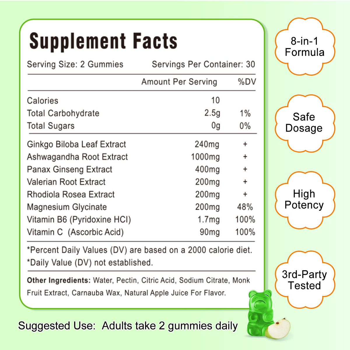 Authentic imported brain support gummies with Panax Ginseng and Ashwagandha