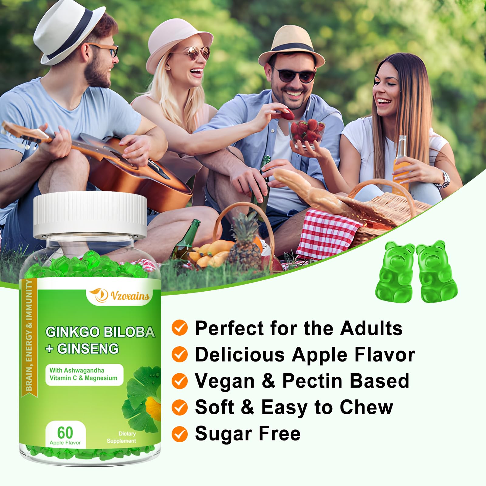 VZOXAINS 8 in 1 multi nutrient brain health supplement twin pack display