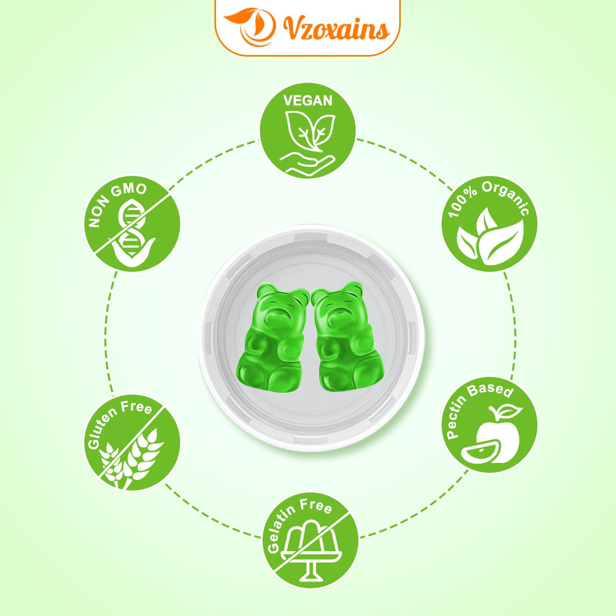 USA imported VZOXAINS dietary supplement gummies with magnesium and vitamin C