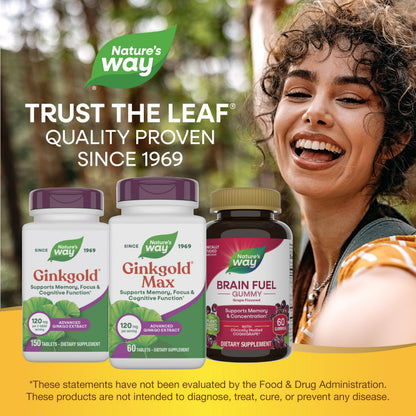 Nature's Way Ginkgold Max authentic USA imported wellness supplement container top view