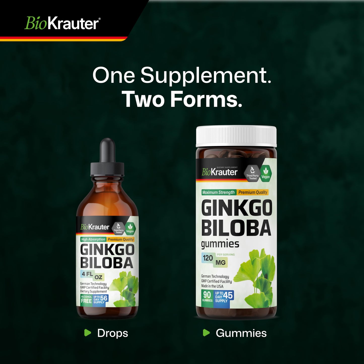 Bio Krauter Ginkgo Biloba dietary supplement being added to water