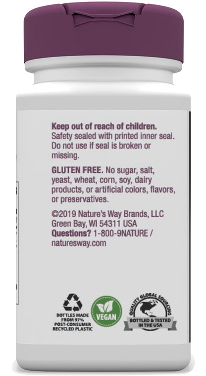 Close up of Nature's Way Ginkgo and Gotu Kola vegan capsules packaging details