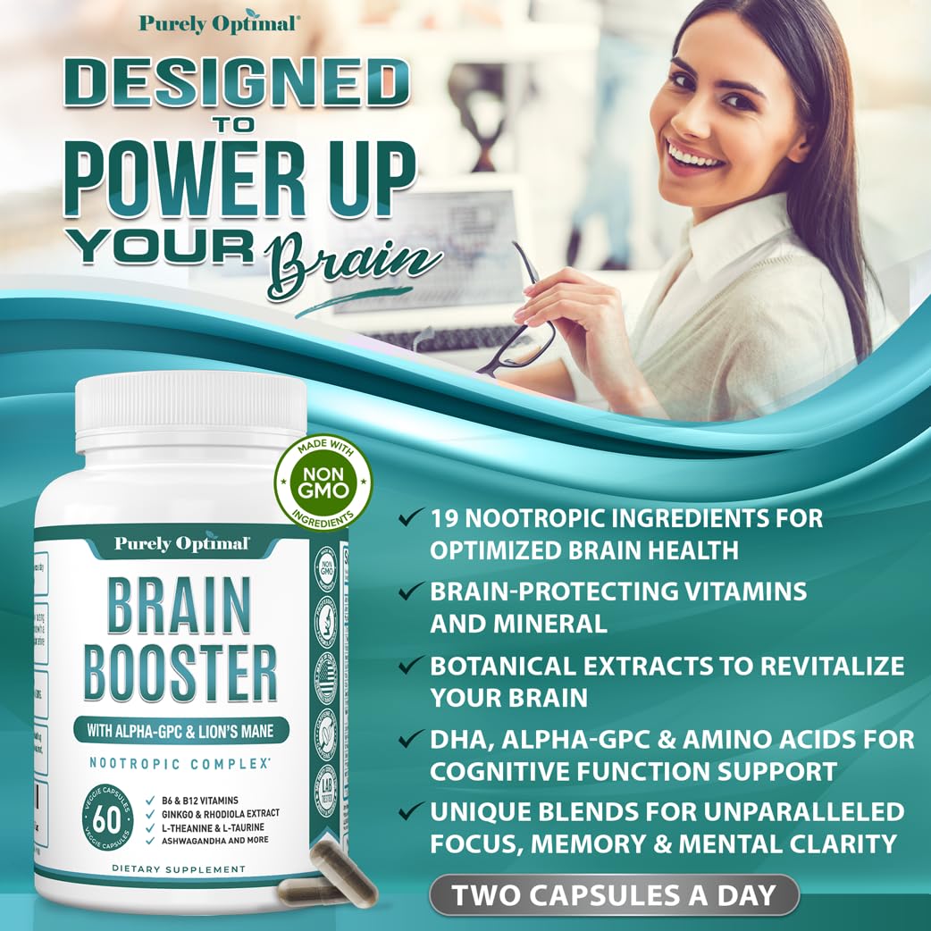 Authentic USA imported brain clarity capsules showing the non-GMO and vegetarian friendly seals