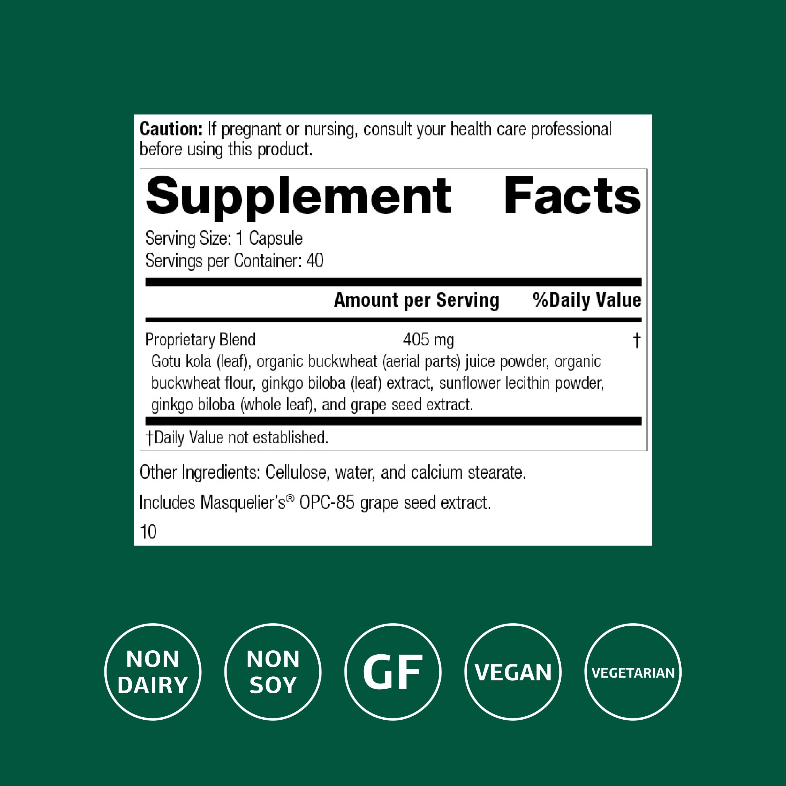 Standard Process Ginkgo Synergy bottle showing ingredient benefits like Ginkgo biloba and grape seed extract.