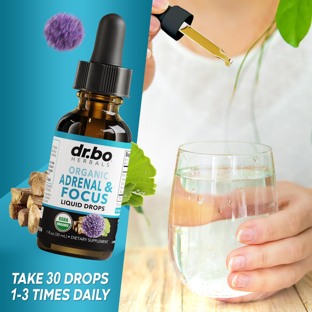 Close up view of the dropper cap for DR. BO natural focus and memory supplement.