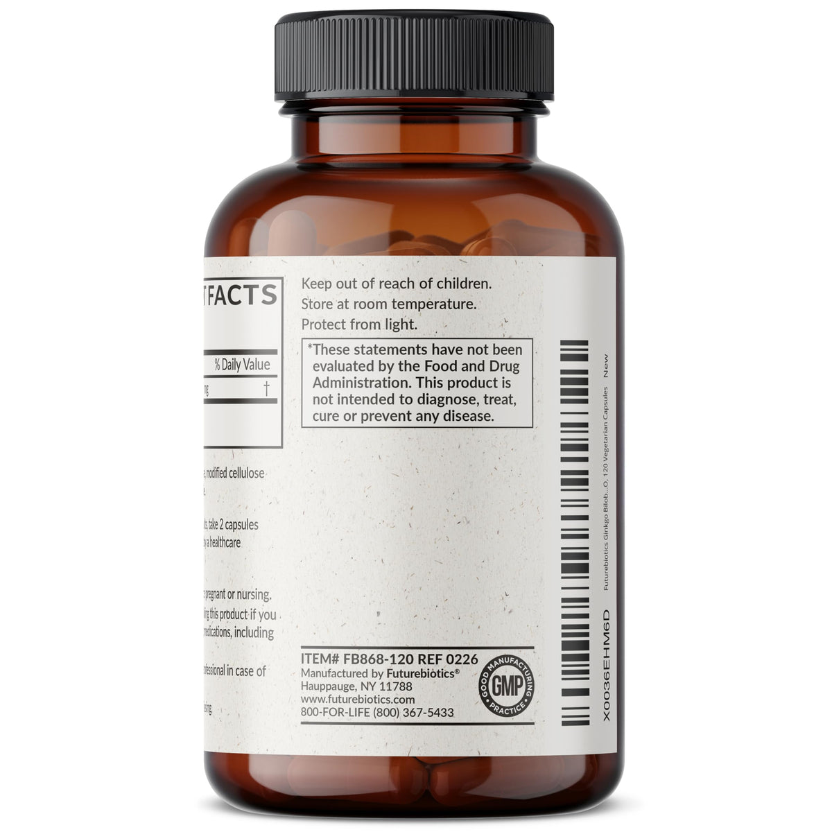 Top view showing the safety seal on the cap of the Futurebiotics brain wellness product.