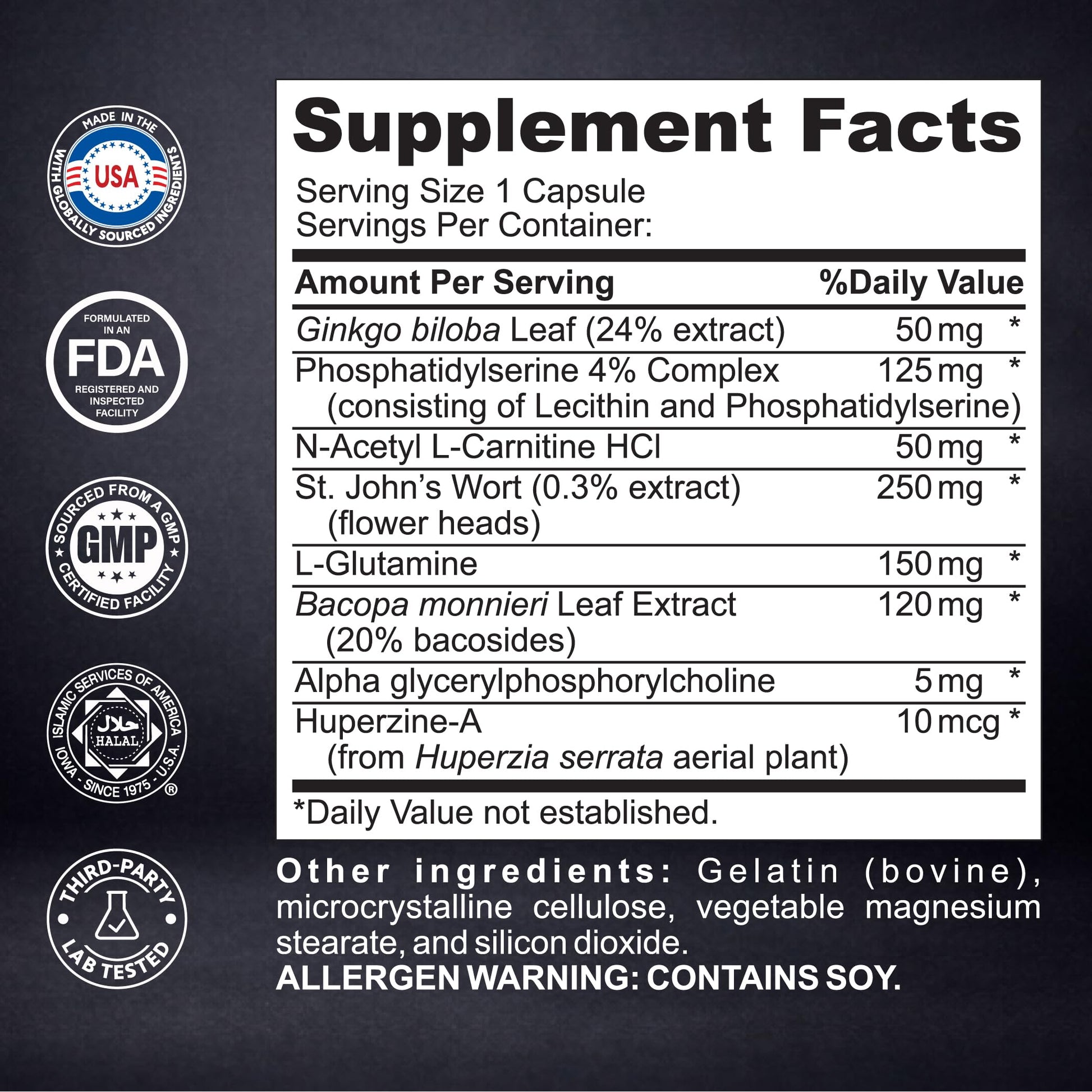 Caffeine free nootropic stack with Ginkgo Biloba and Bacopa Monnieri