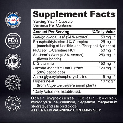 Caffeine free nootropic stack with Ginkgo Biloba and Bacopa Monnieri