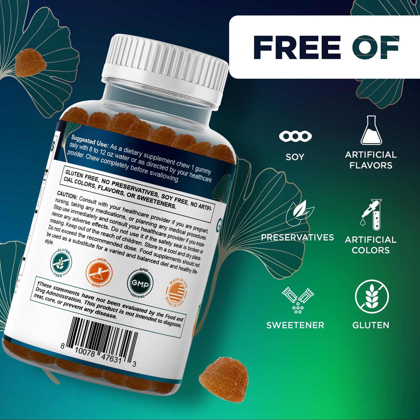 Nutritional facts panel on the imported USA wellness supplement bottle.