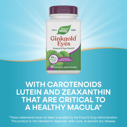 Side view of Ginkgold Eyes dietary supplement for retinal and macular health support
