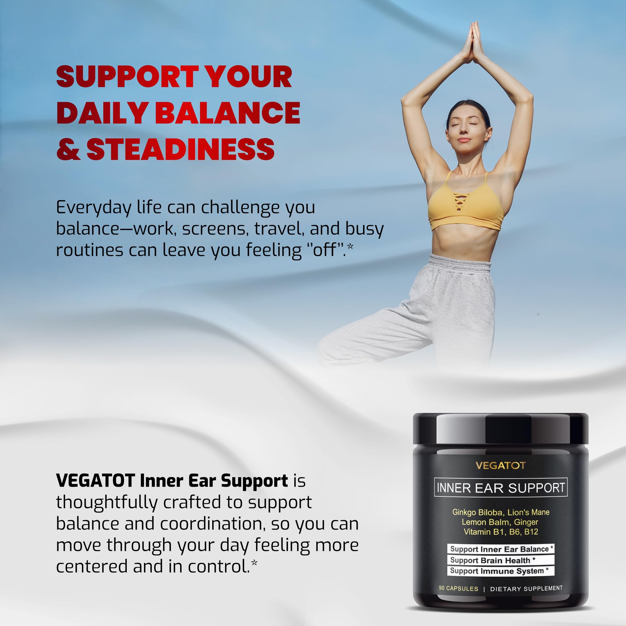VEGATOT inner ear balance capsules supplement facts and herbal ingredients panel
