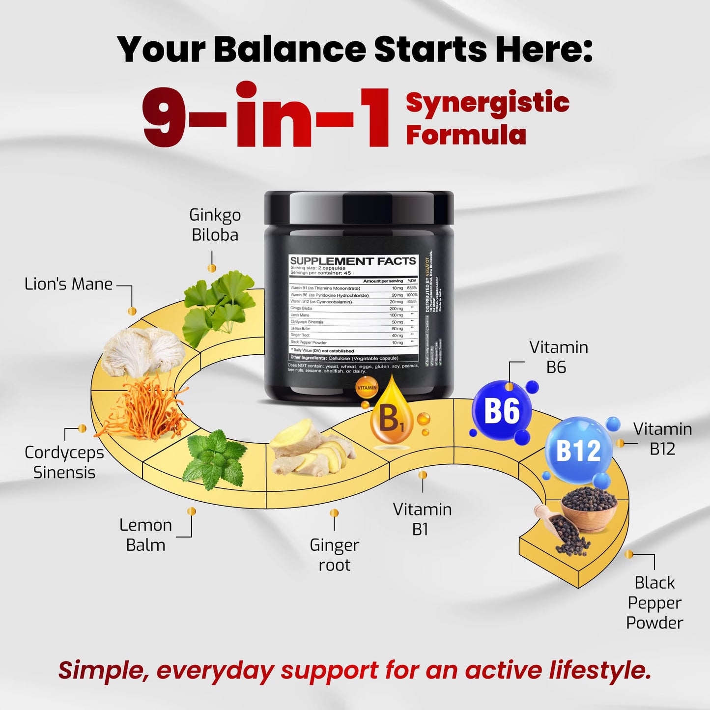VEGATOT USA made vertigo supplement with Ginkgo Biloba for motion sickness support