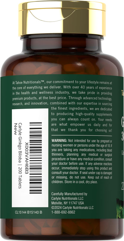 Imported Carlyle Ginkgo Biloba traditional Chinese wellness formula label instructions