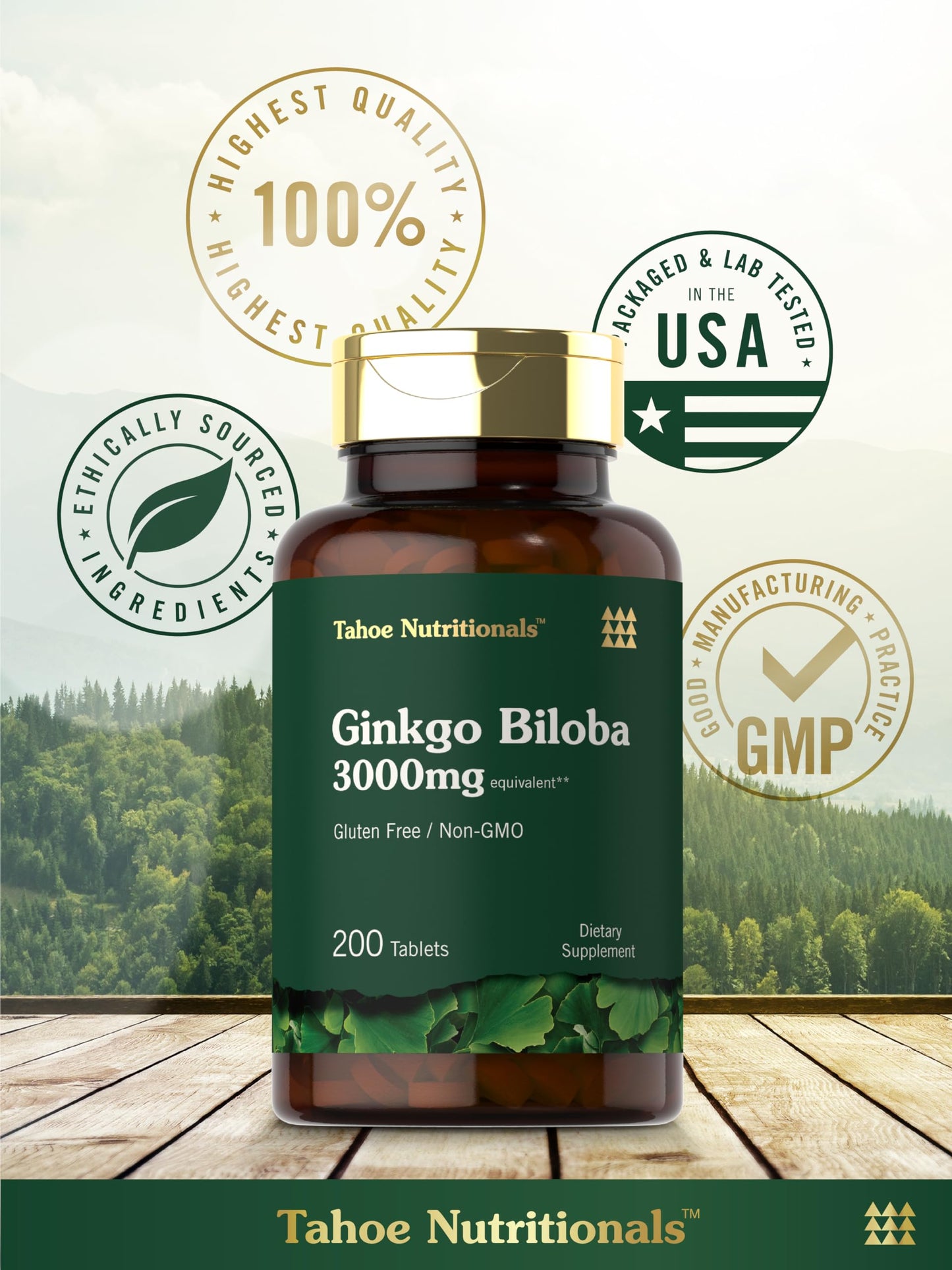 Authentic USA imported Carlyle Ginkgo Biloba herbal supplement bottle for mental clarity