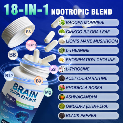 Fenolutra memory booster supplement showing the full facts panel and ingredients list