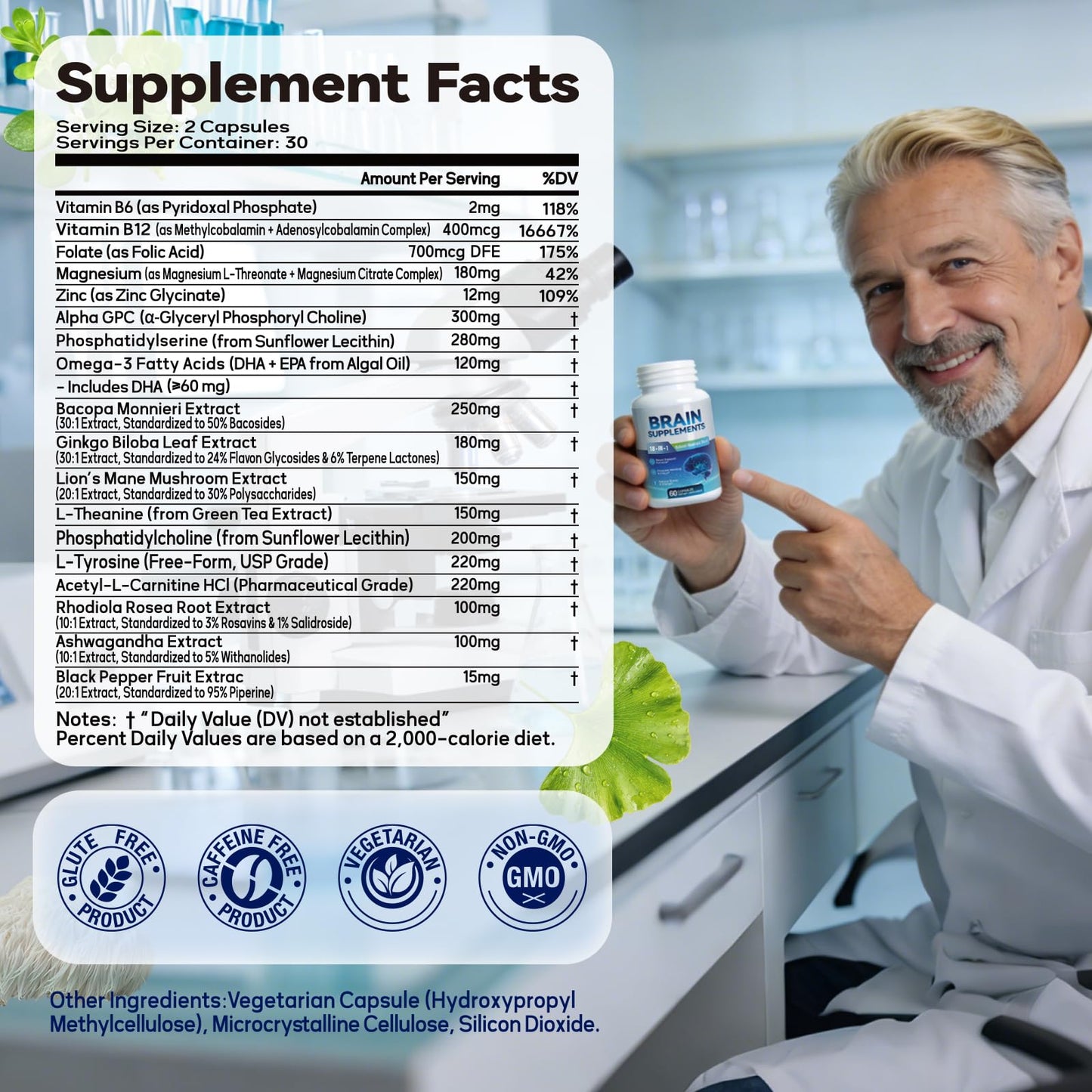 Fenolutra 18 in 1 premium brain booster capsule bottle for daily cognitive health