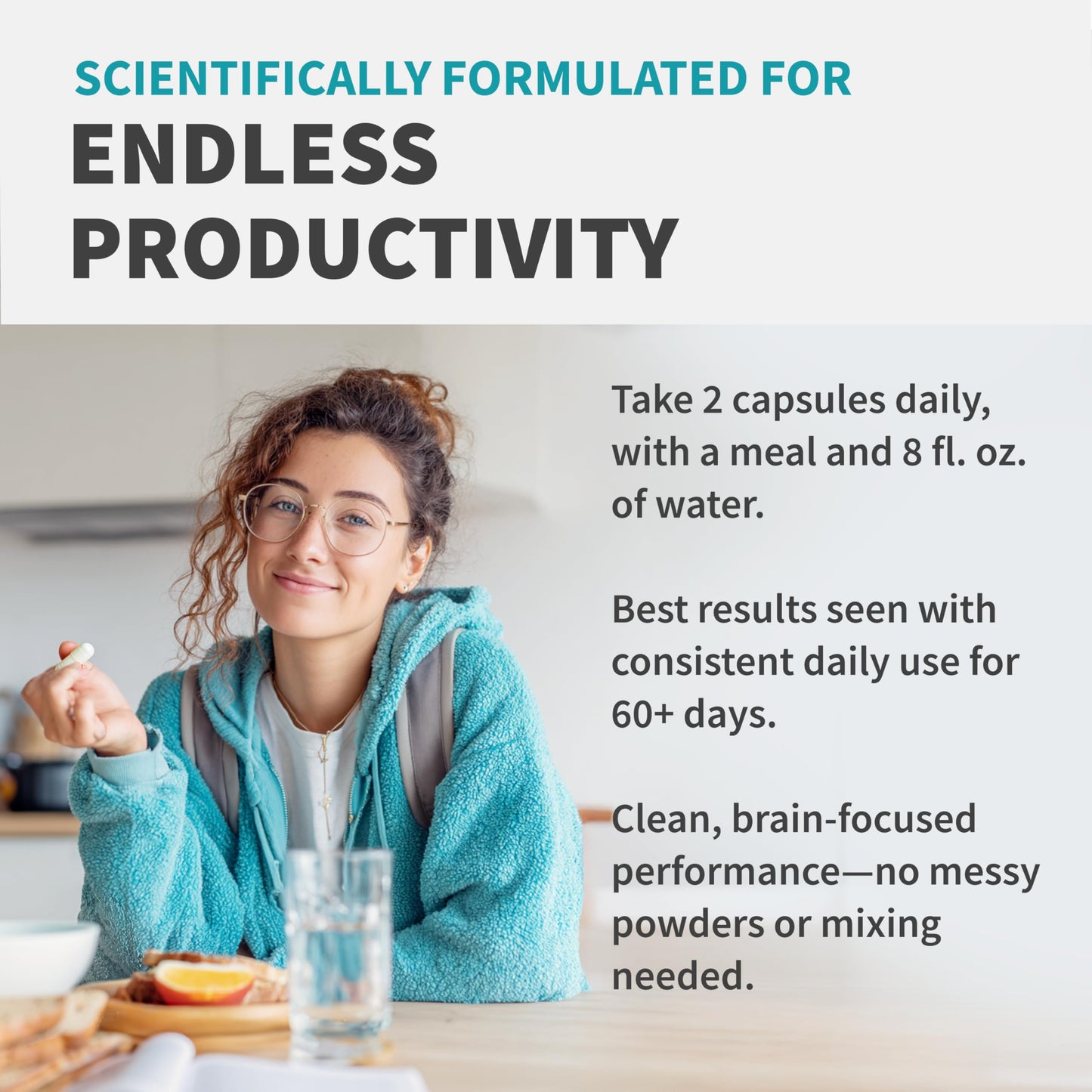 MedChoice 12 in 1 nootropic bottle standing upright for focus and productivity