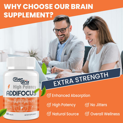 CyberCerix 17 in 1 memory booster pills highlighting Ginkgo Biloba and natural caffeine blend