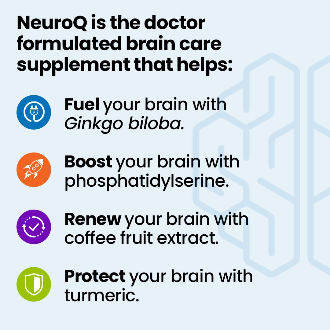 LifeSeasons NeuroQ brain supplement bottle highlighting neurologist formula details.