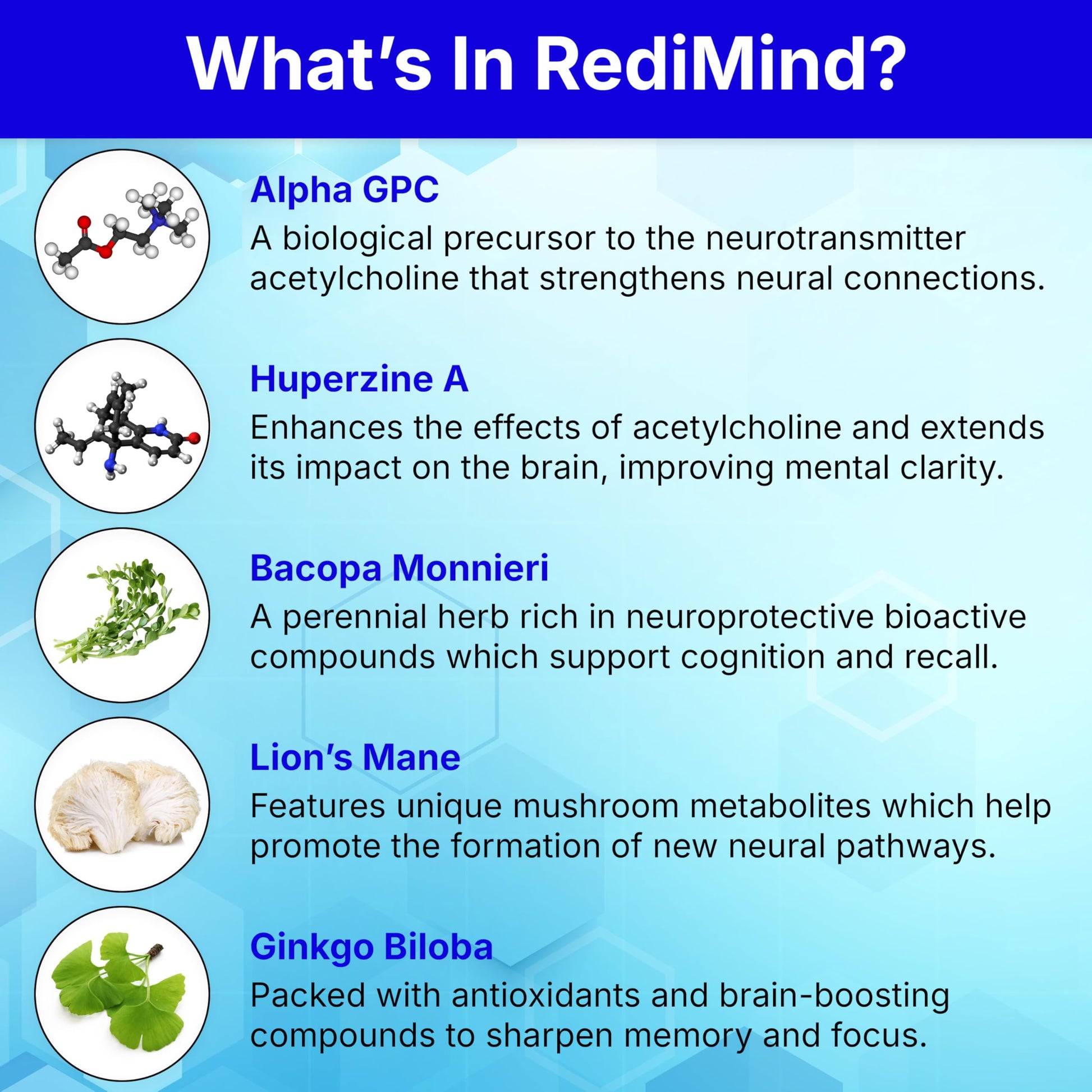 Nutreance RediMind advanced brain support bottle placed upright on a clean background