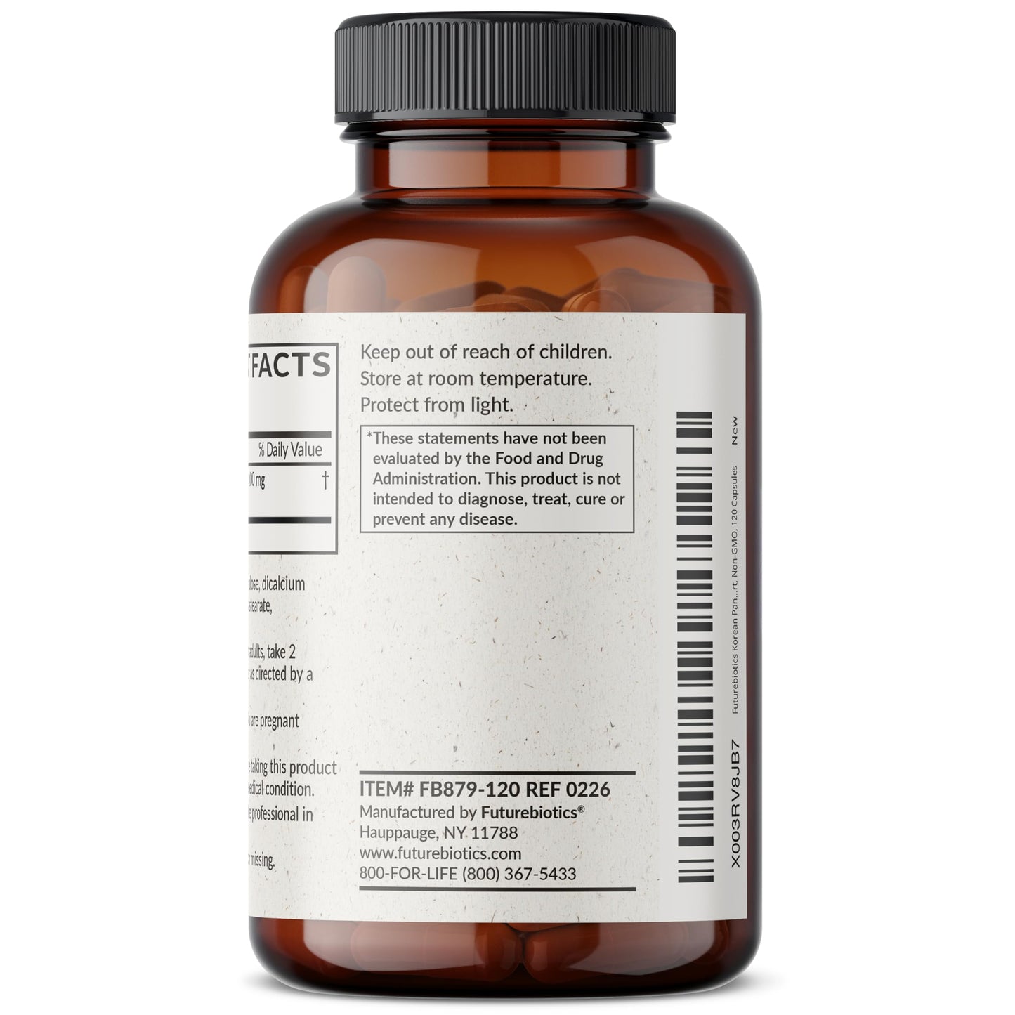 Futurebiotics Korean Panax Ginseng non-GMO certification label