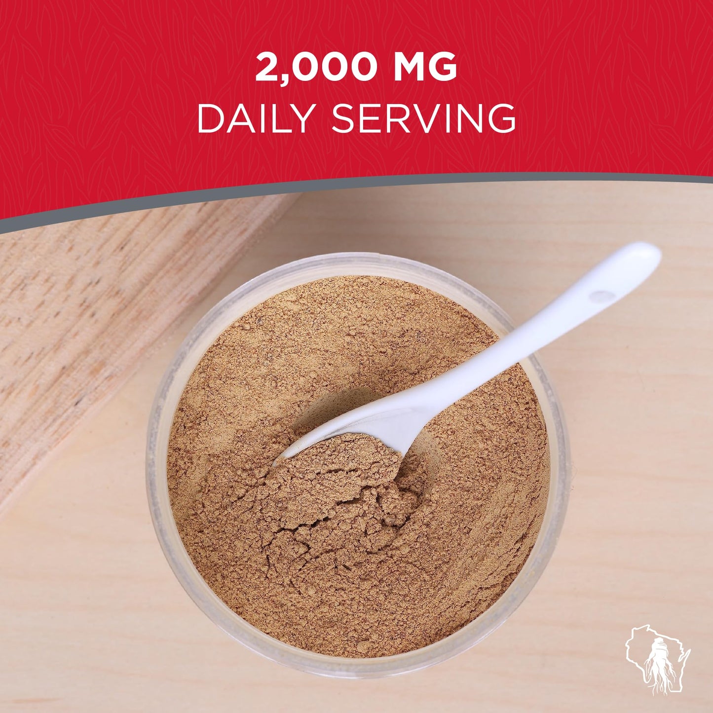 Red panax ginseng powder texture and scoop preparation