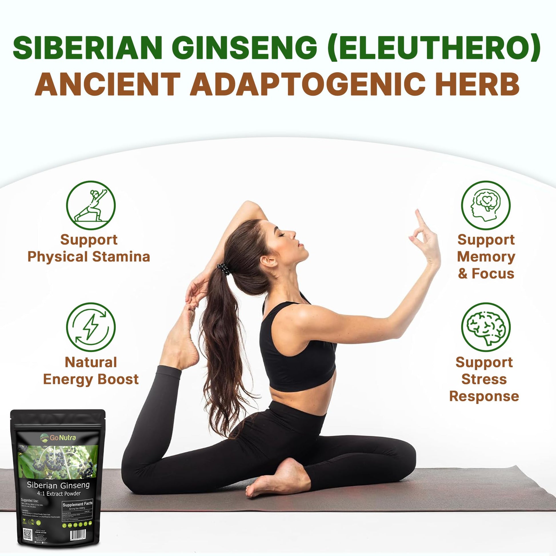 Go Nutra 16 Ounce Eleuthero root extract supplement bottle
