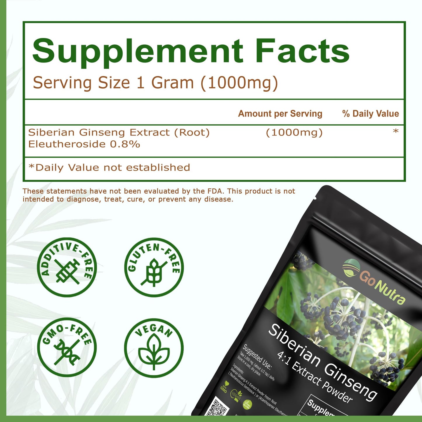 Go Nutra non-GMO and vegan supplement label information