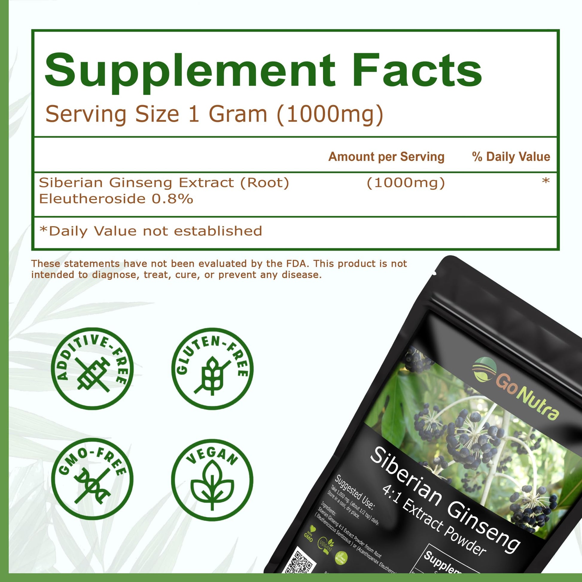 Go Nutra non-GMO and vegan supplement label information