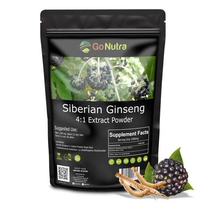 Dietary supplement facts on Go Nutra Siberian Ginseng bottle