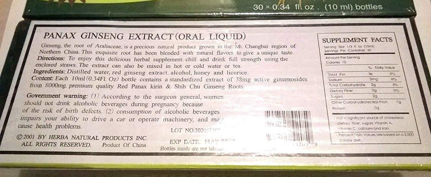 Royal King Panax Ginseng 30 vials box packaging