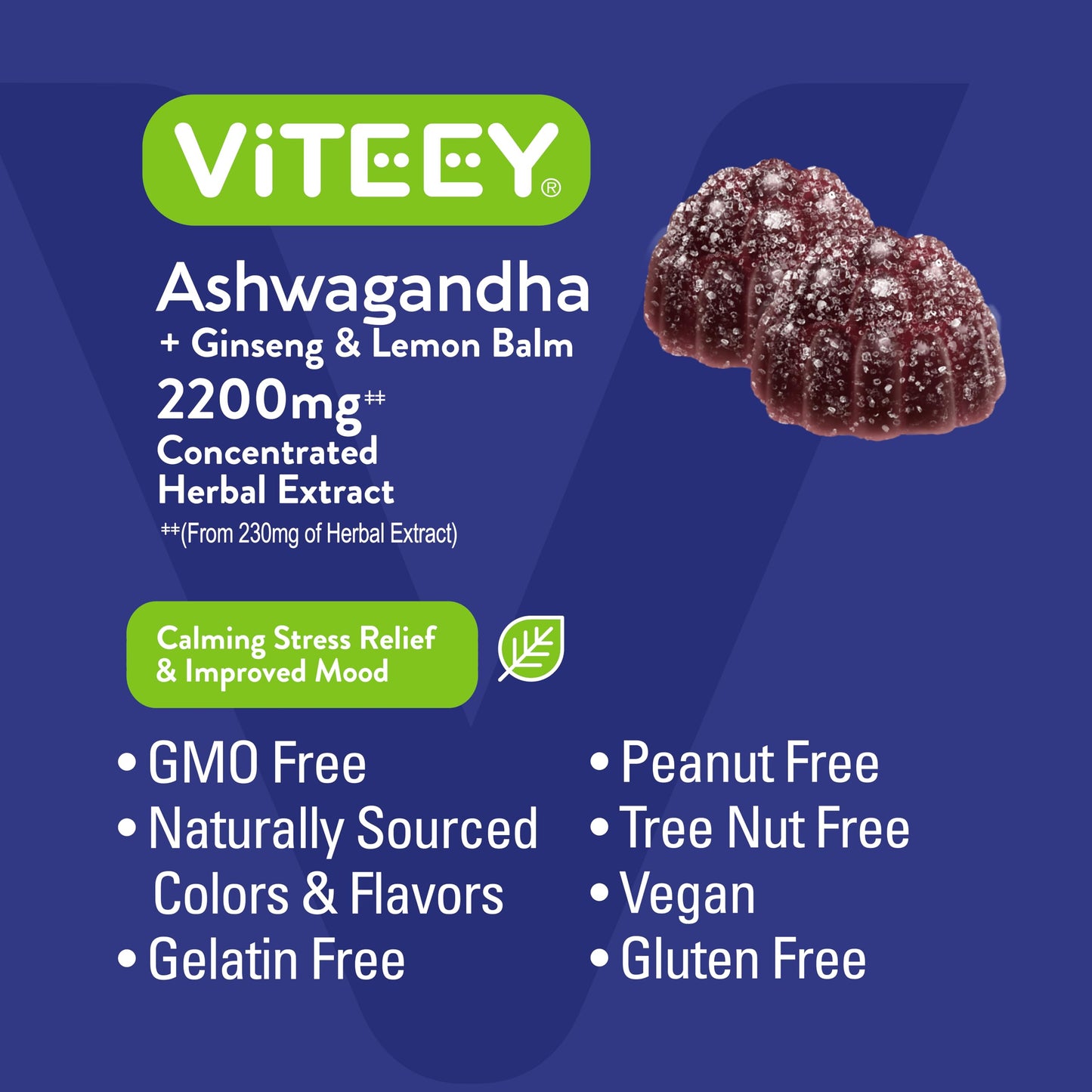 Vegan Ashwagandha Gummies with Ginseng and Lemon Balm