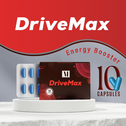 Close up of DriveMax Sports Nutrition 10 capsules branding