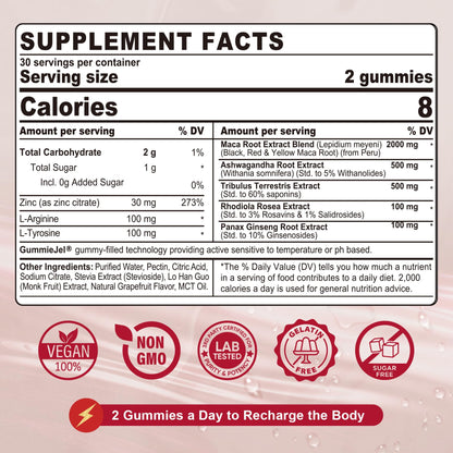 Neviss Maca Root and Ashwagandha gummy supplement bottle