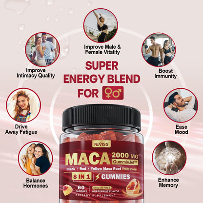 Close up of sugar-free liquid-filled maca root gummies