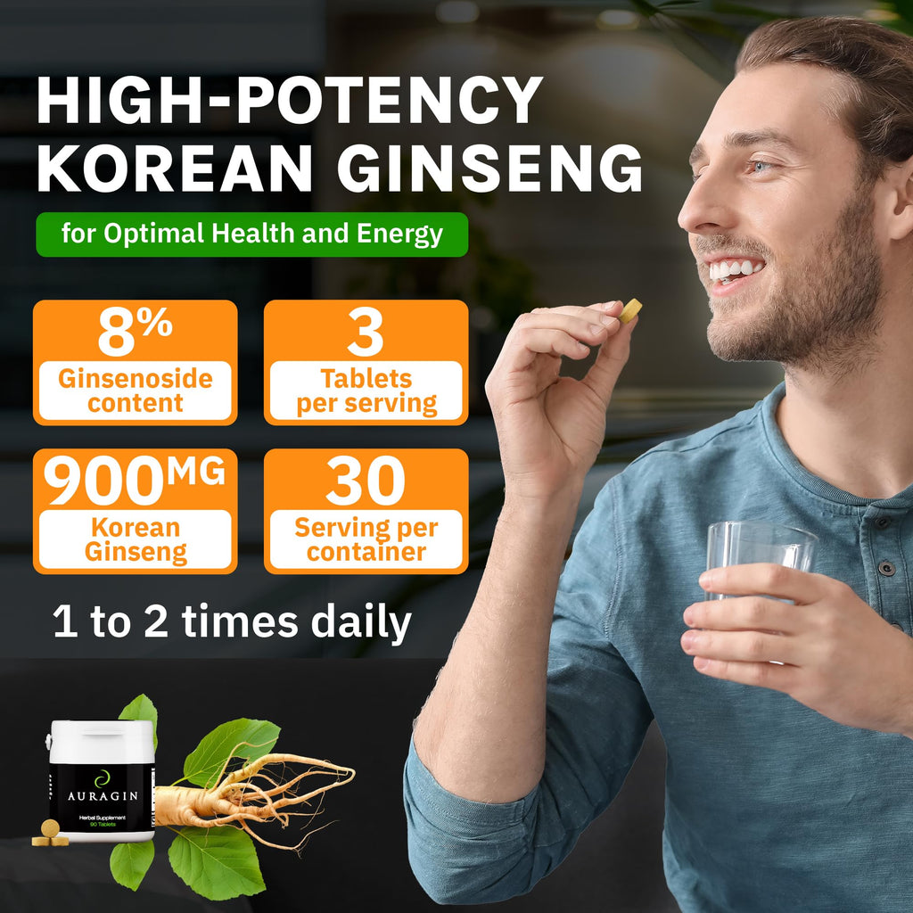 Auragin Red Panax Ginseng 300 milligram supplement packaging