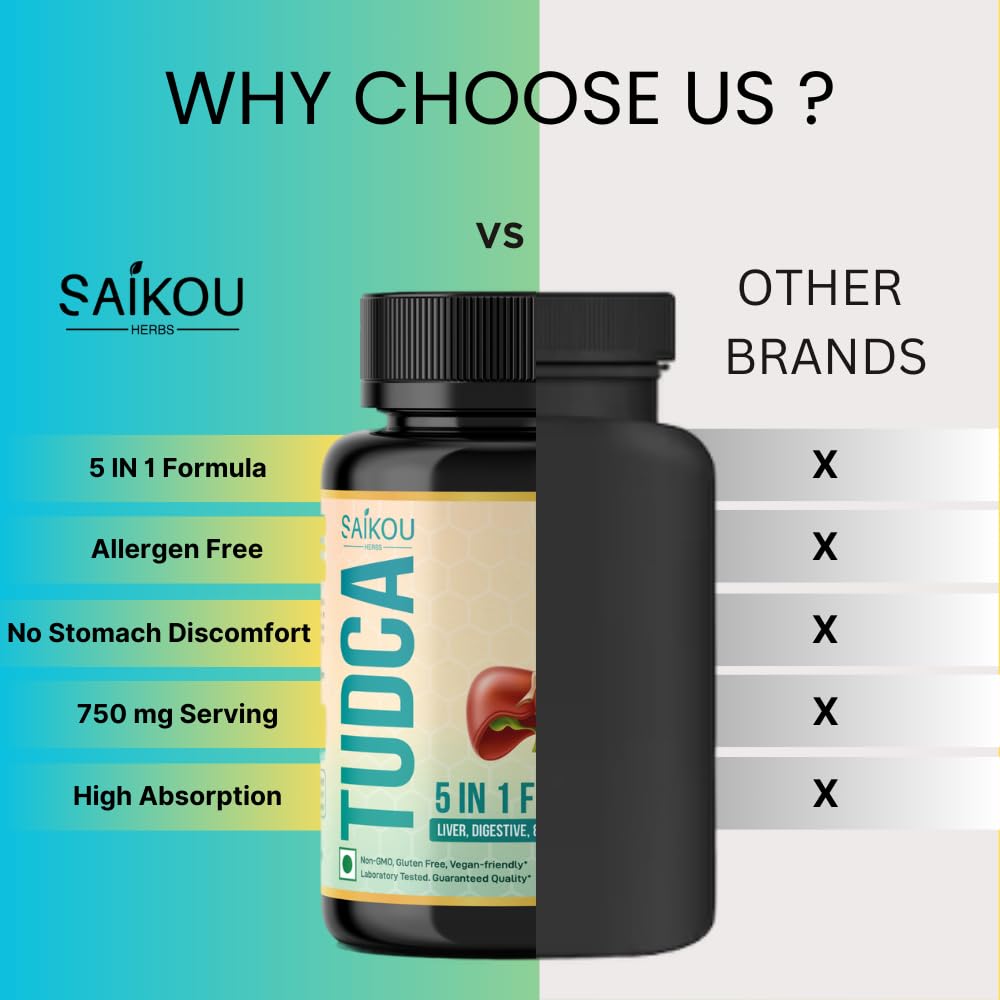 Saikou Herbs imported liver detox capsules showing non-GMO and vegan seals