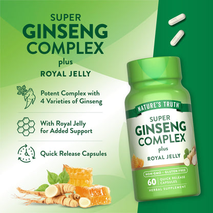 Natures Truth premium ginseng blend bottle side view