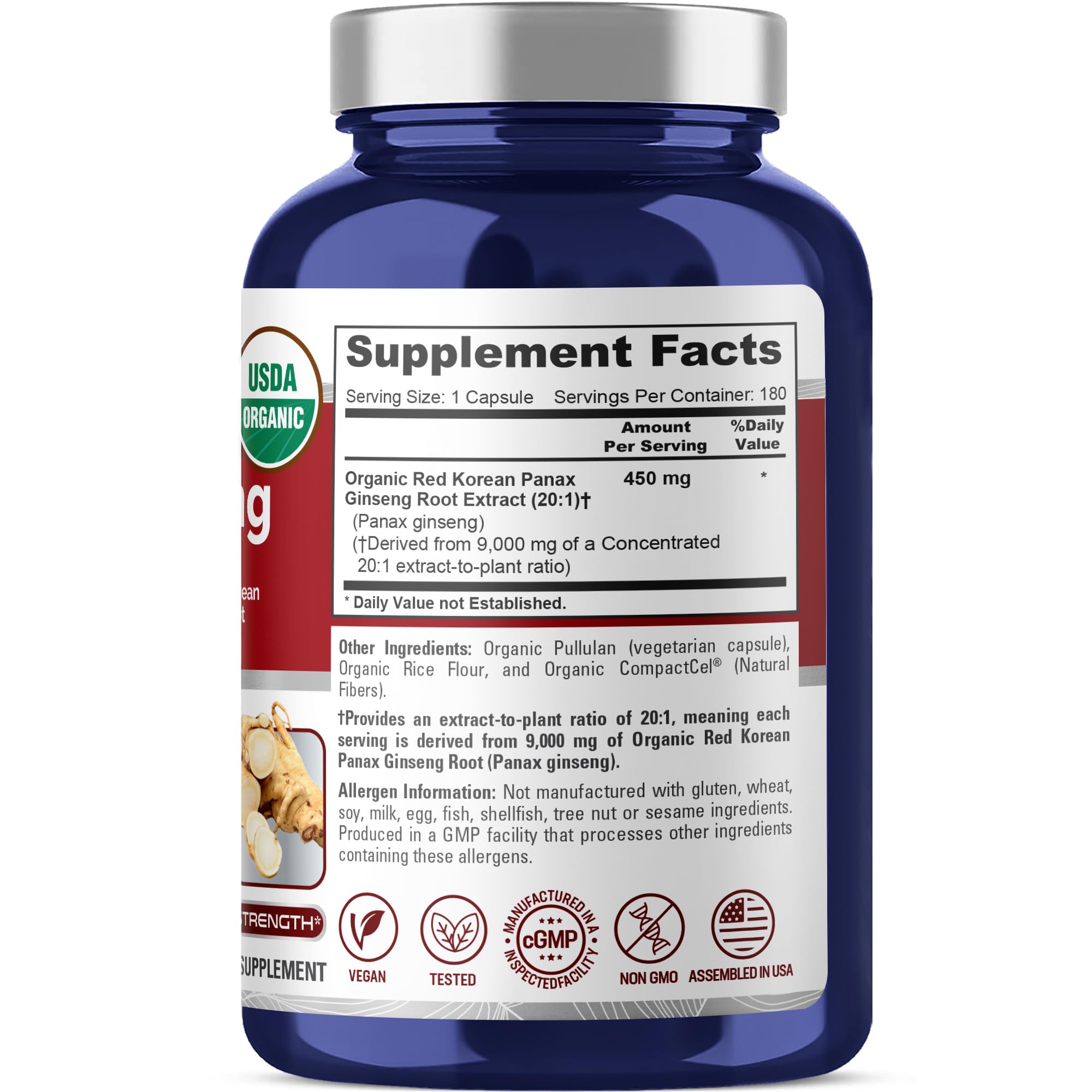 NusaPure organic ginseng capsules bottle label