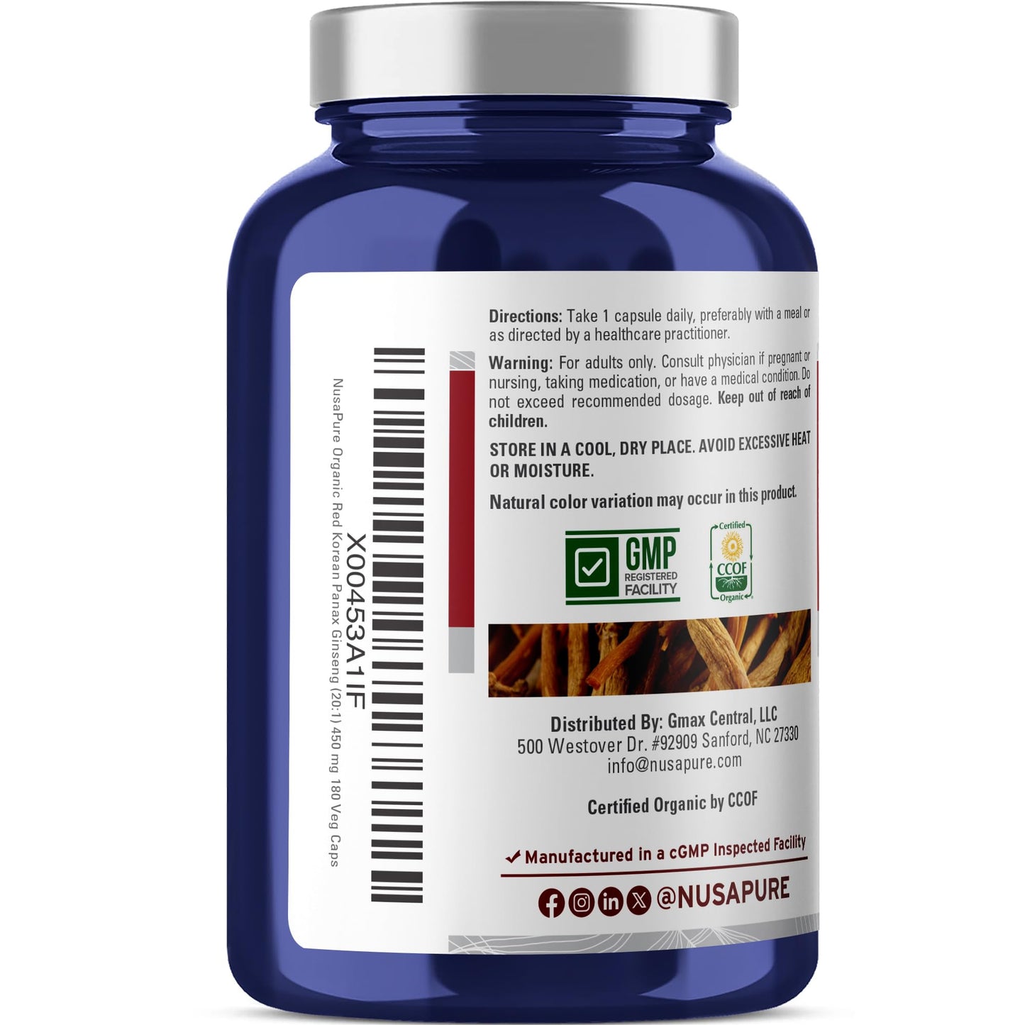 NusaPure 180 vegetarian capsules supply bottle