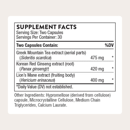 Thorne Ginseng Plus supplement facts label